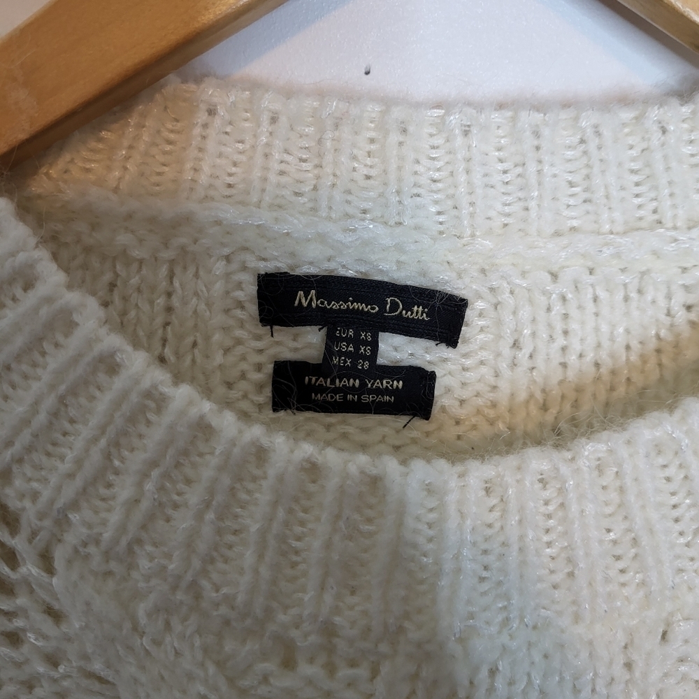 Massimo Dutti Cable Knit Mohair Wool Cream Sweater Size XS - Picture 5 of 12